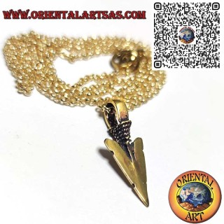 Native American Bronze Arrowhead Pendant - Complete Chain