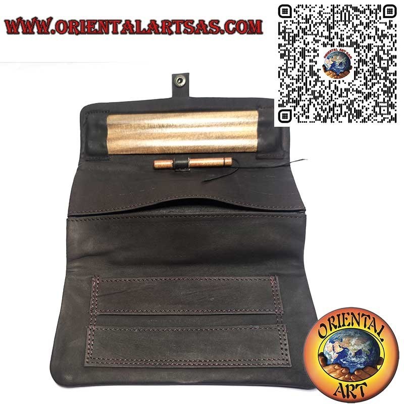 Portatabacco Pelle Scamosciata con Base in Legno - Kit Rollaggio Completo