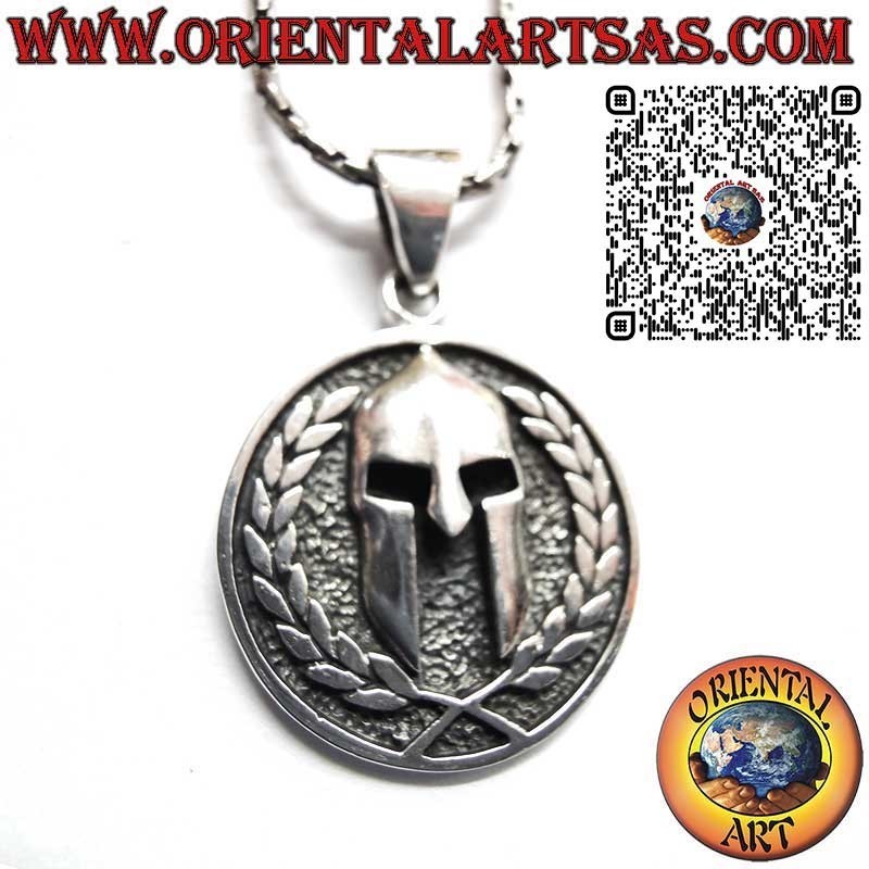 Colgante Medalla Plata 925 Yelmo Espartano - Victoria y Sabiduría