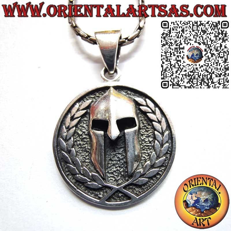 Pendentif Médaille Argent 925 Casque Spartiate - Victoire et Sagesse
