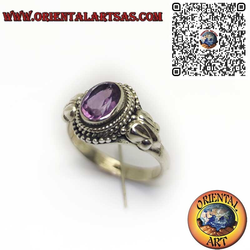 Bague en argent 925 avec améthyste ovale naturelle de qualité A++