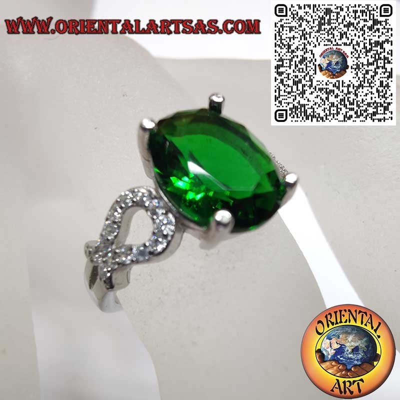Bague Argent 925 Émeraude Ovale Zircons - Luxe Classique