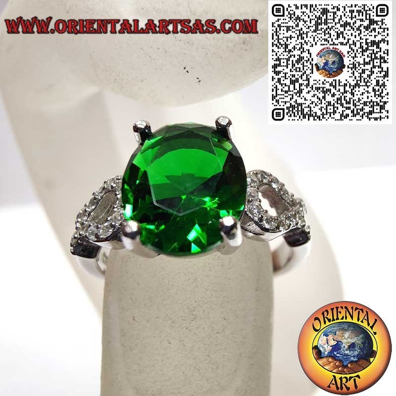 Anillo Plata 925 Esmeralda Oval Circonitas - Lujo Clásico