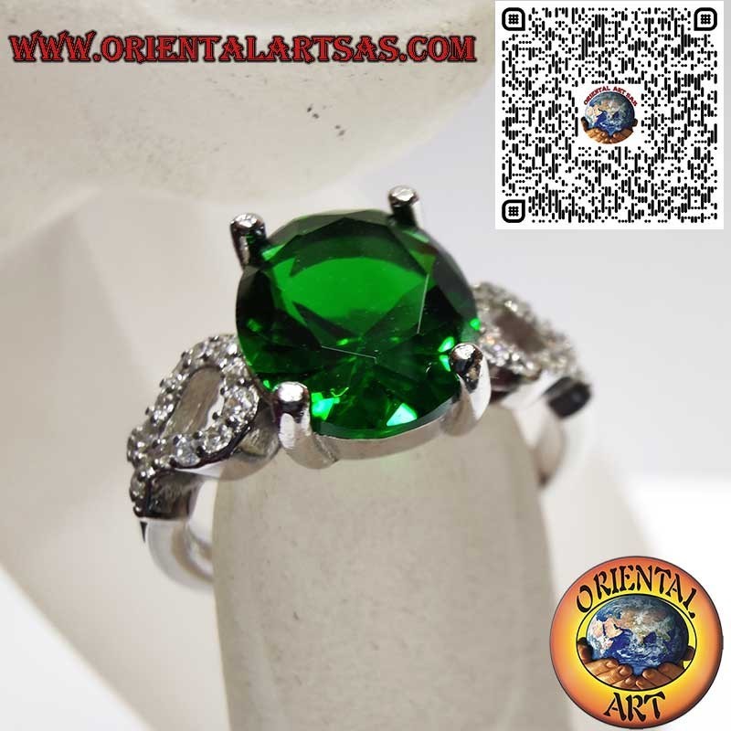 Anillo Plata 925 Esmeralda Oval Circonitas - Lujo Clásico
