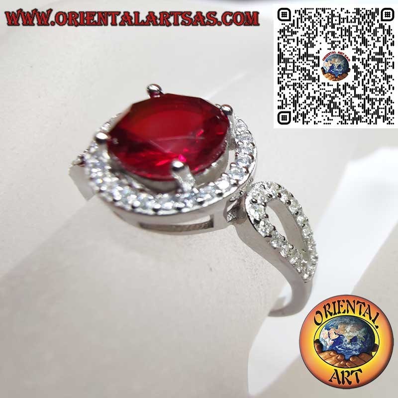 Bague Argent 925 Rubis Rond Zircons - Luxe Passion