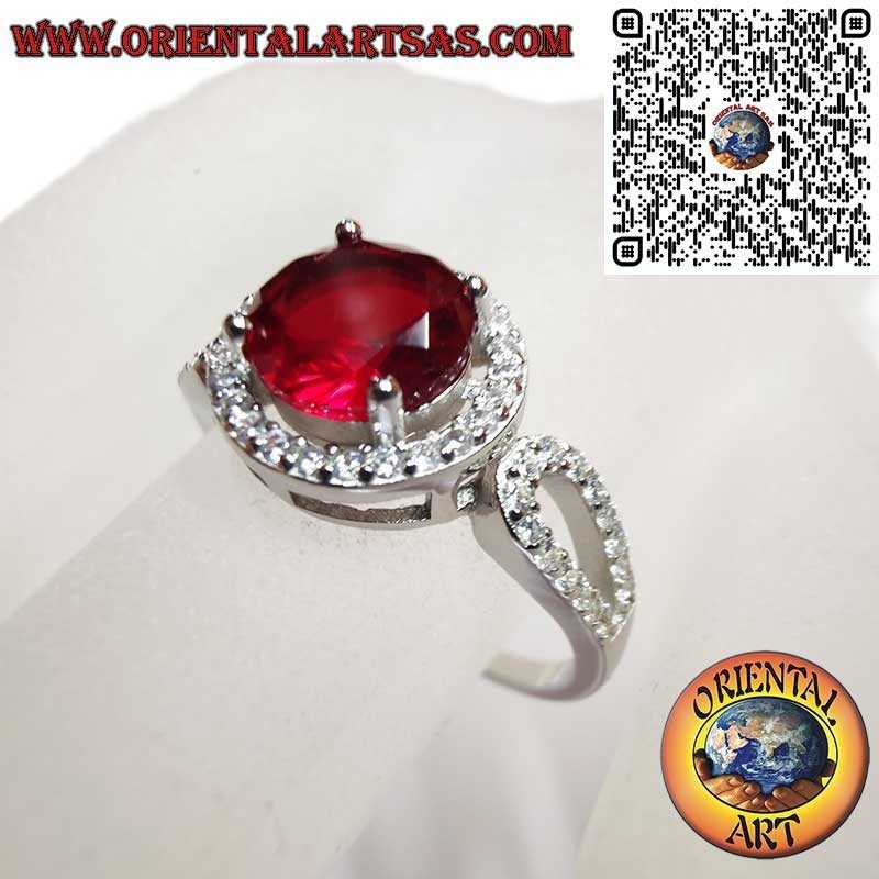Silver 925 Round Ruby Zircon Ring - Passion Luxury