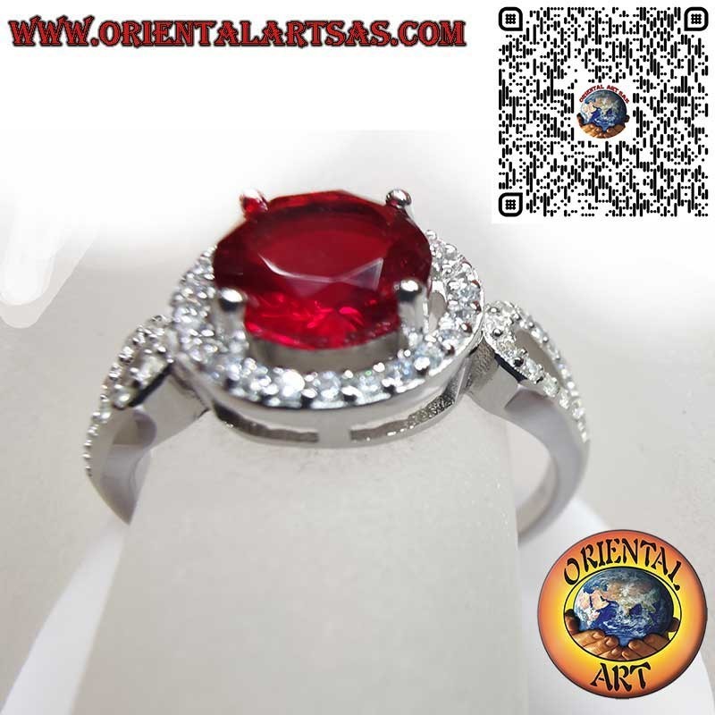 Silber 925 Runder Rubin Zirkonia Ring - Leidenschaftlicher Luxus