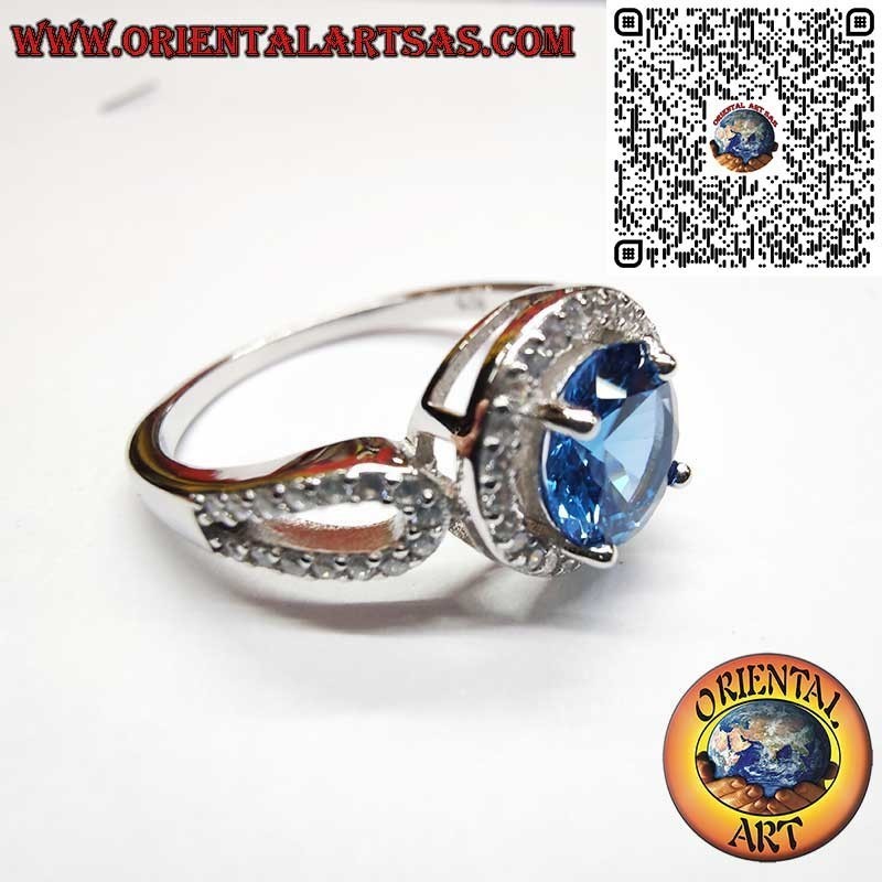 Silver 925 Round Sapphire Zircon Ring - Classic Elegance