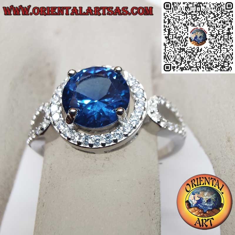 Anillo Plata 925 Zafiro Redondo Circonitas - Elegancia Clásica
