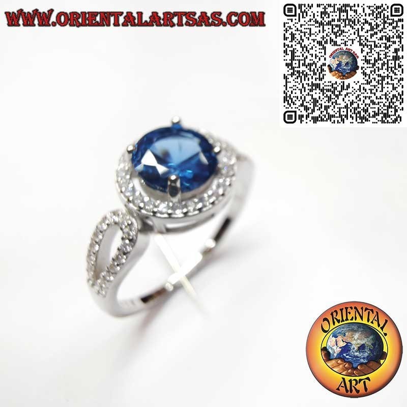 Silver 925 Round Sapphire Zircon Ring - Classic Elegance