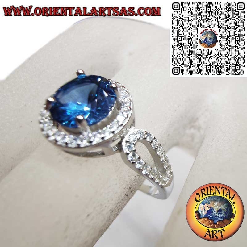 Silver 925 Round Sapphire Zircon Ring - Classic Elegance