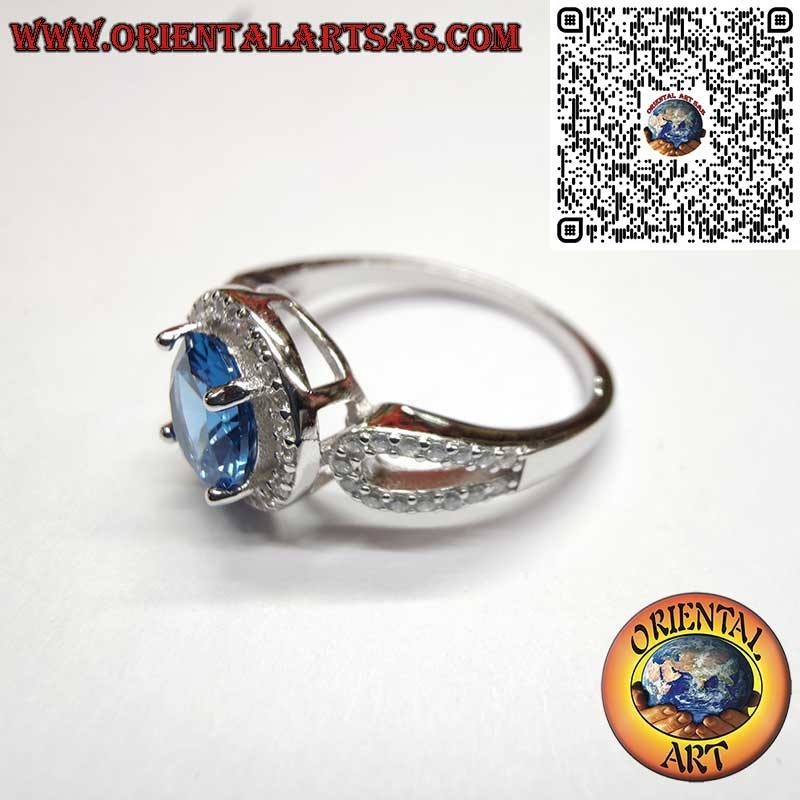 Anillo Plata 925 Zafiro Redondo Circonitas - Elegancia Clásica