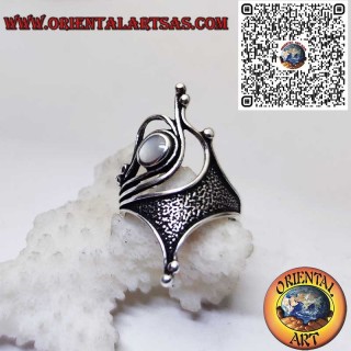 Anillo Plata 925 con Nácar | Diseño Escultural Oxidado Único
