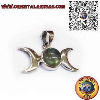 Ciondolo in Argento 925 Triplice Dea Wicca con Labradorite Naturale