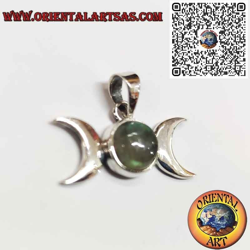 Triple Goddess Labradorite Silver Pendant - Magical Symbol