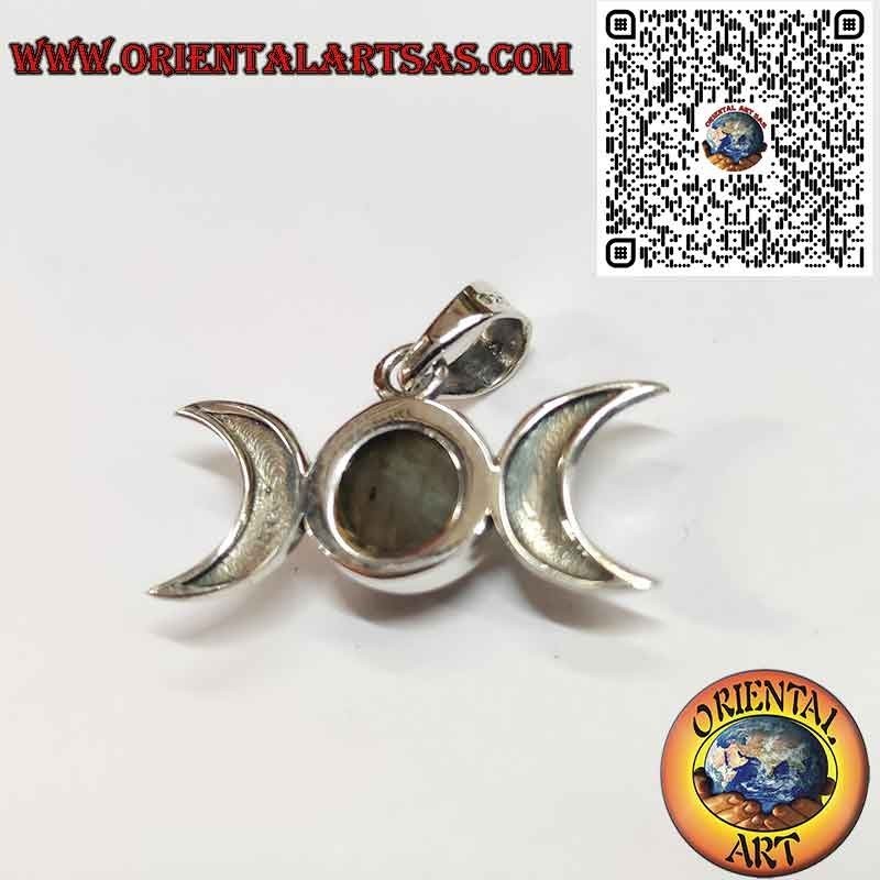 Triple Goddess Labradorite Silver Pendant - Magical Symbol