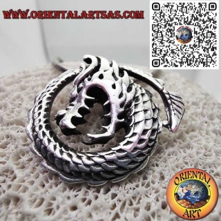 Spiral Dragon Silver 925 Pendant - Mythological Celtic Amulet