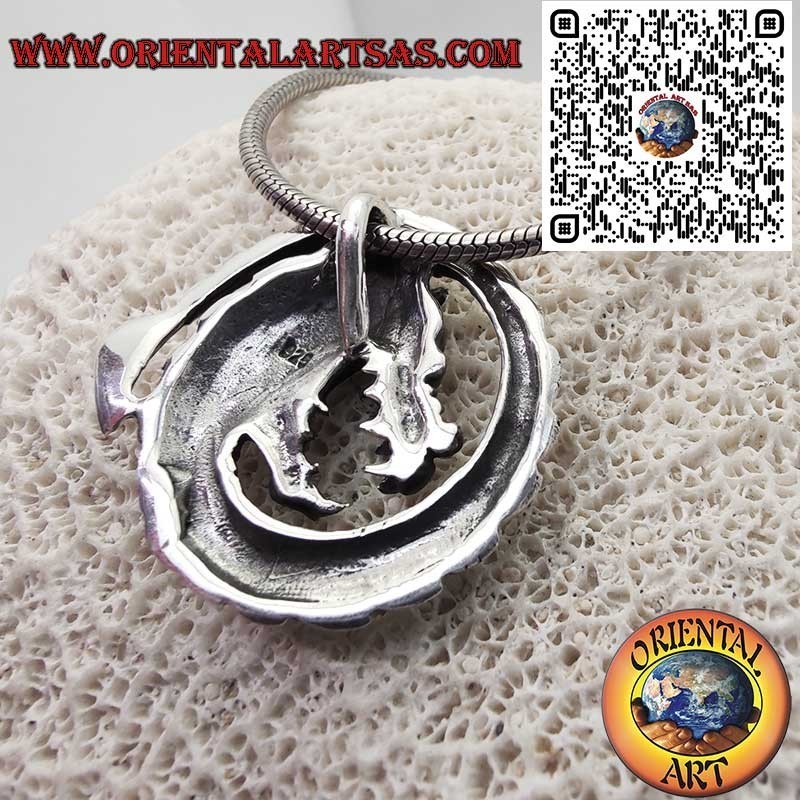 Spiral-Drachen Silber 925 Anhänger - Mythologisches Keltisches Amulett