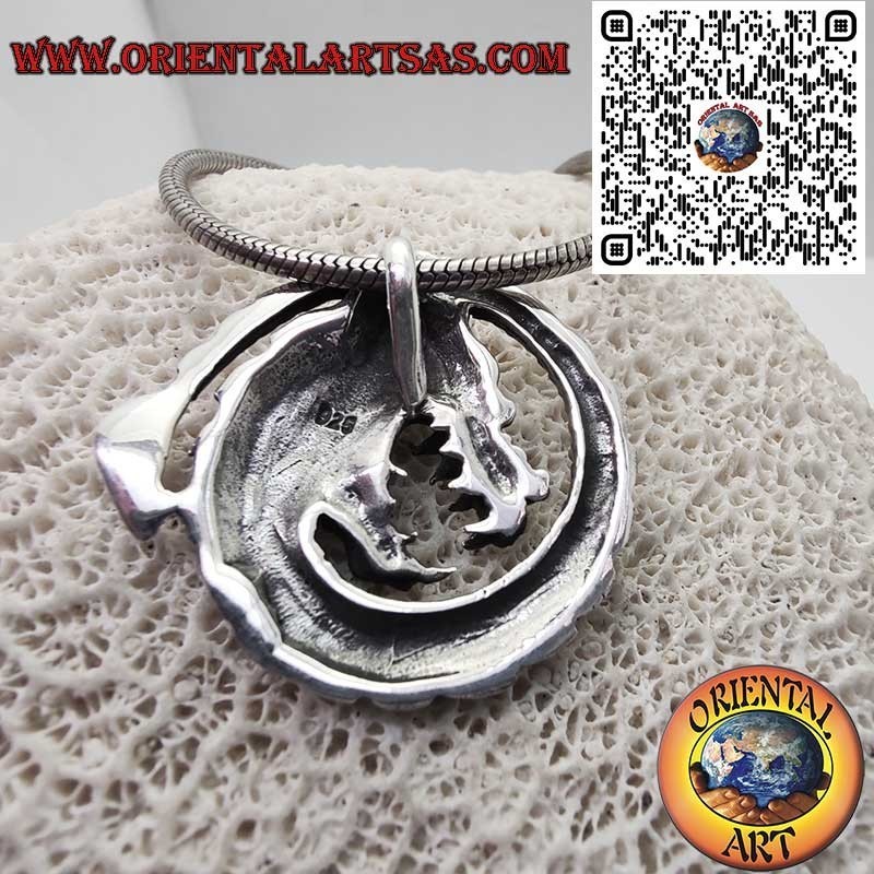 Colgante Dragón Espiral Plata 925 - Amuleto Celta Mitológico