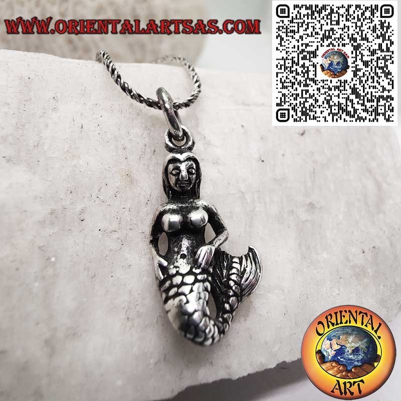 Pendentif Sirène 3D Argent 925 - Bijou Mythologie Marine