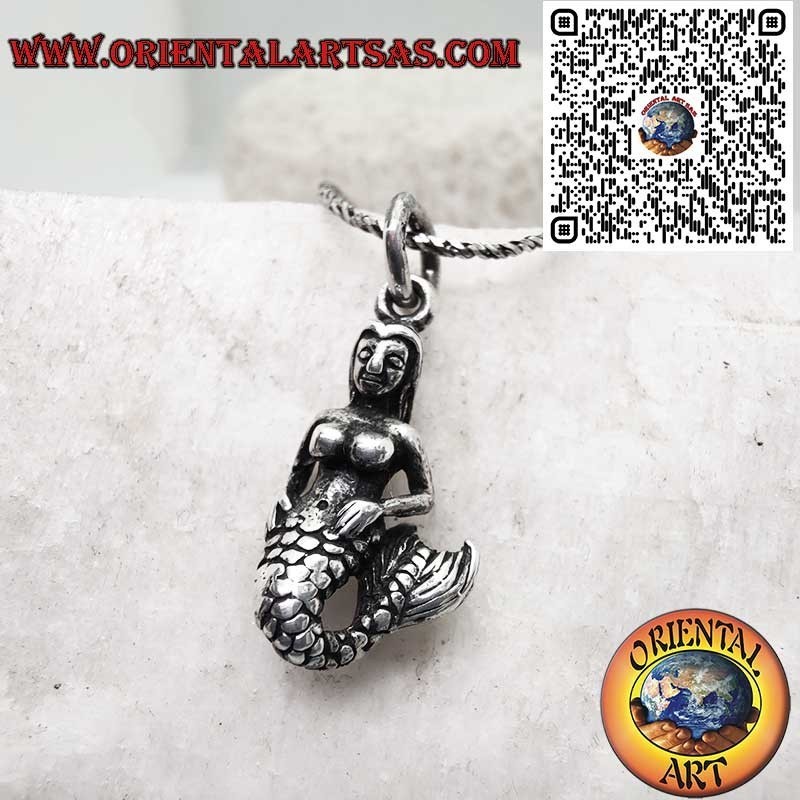 3D Mermaid Silver 925 Pendant - Marine Mythology Jewelry