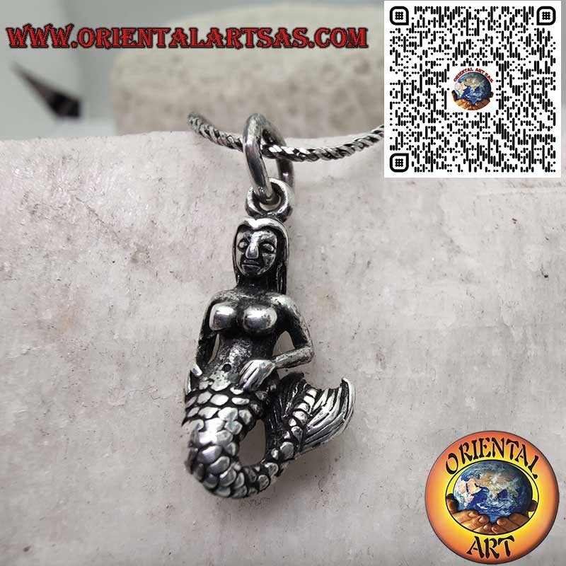 3D Mermaid Silver 925 Pendant - Marine Mythology Jewelry