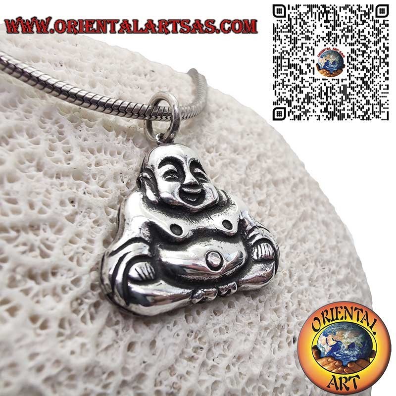 Abundance Buddha (Hotei) Sterling Silver 925 Pendant - Good Luck Amulet