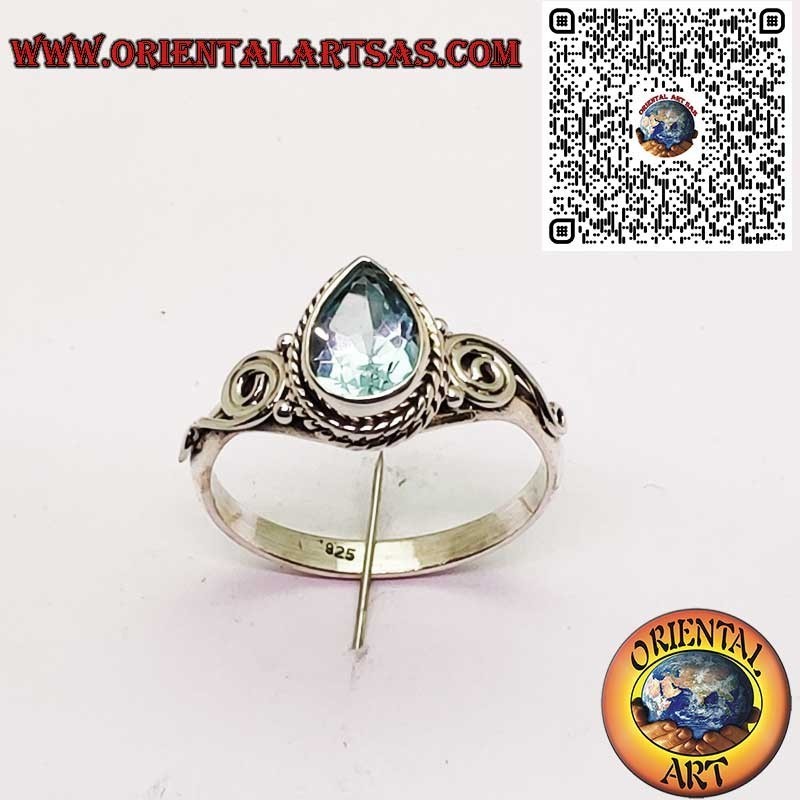 Natürlicher Topas Tropfen Silber 925 Ring - Symbolische Spirale