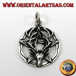 Pendant in silver, pentacle with deer head