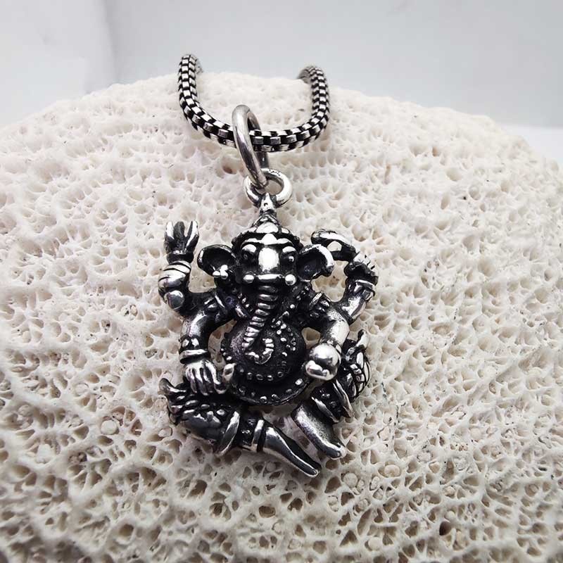 Pendentif Ganesha Argent 925 Bruni - Amulette Succès et Obstacles