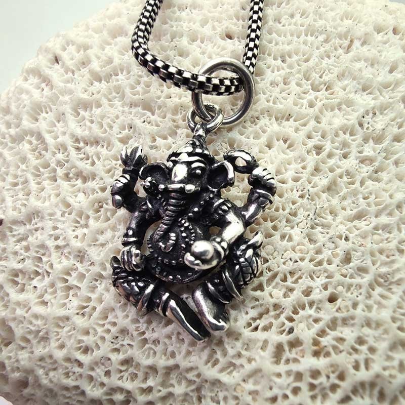 Pendentif Ganesha Argent 925 Bruni - Amulette Succès et Obstacles