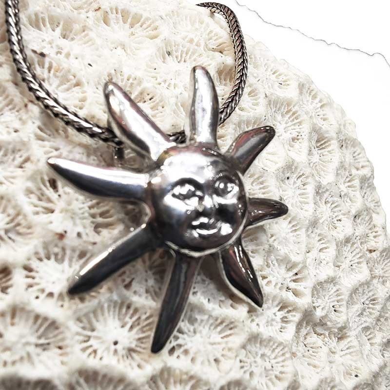 Ciondolo Sole Viso Argento 925 Liscio - Energia e Gioia