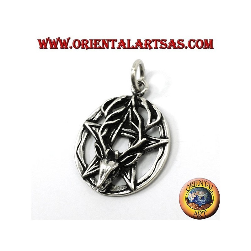 Pendant in silver, pentacle with deer head