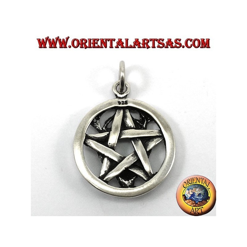 Pendentif en argent, pentacle avec tête de cerf