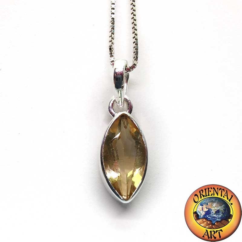 Natürlicher Gelber Topas Anhänger 925er Silber - Marquise-Schliff