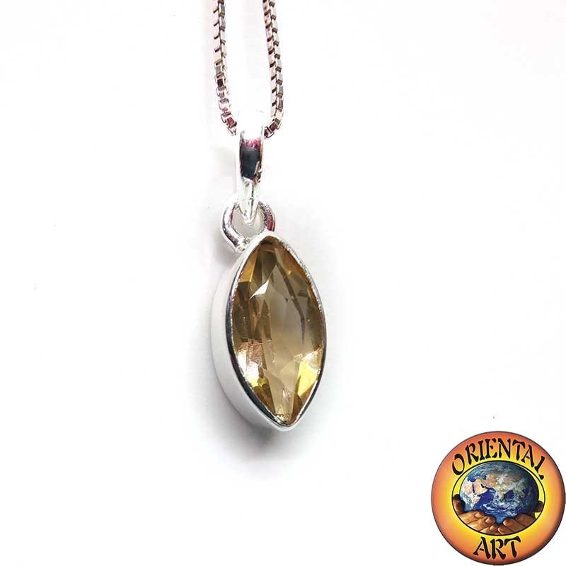 Colgante Topacio Amarillo Natural Plata 925 - Talla Marquesa