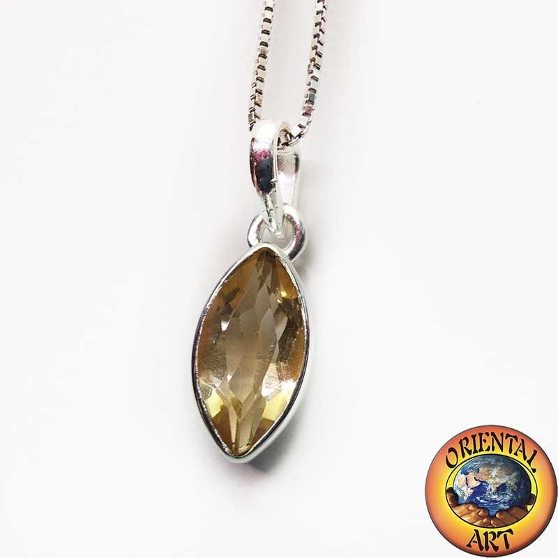 Natürlicher Gelber Topas Anhänger 925er Silber - Marquise-Schliff