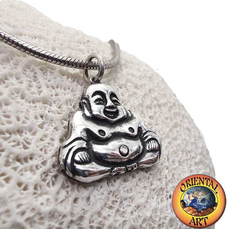Ciondolo Buddha dell'Abbondanza (Hotei) in Argento 925 - Amuleto di Fortuna