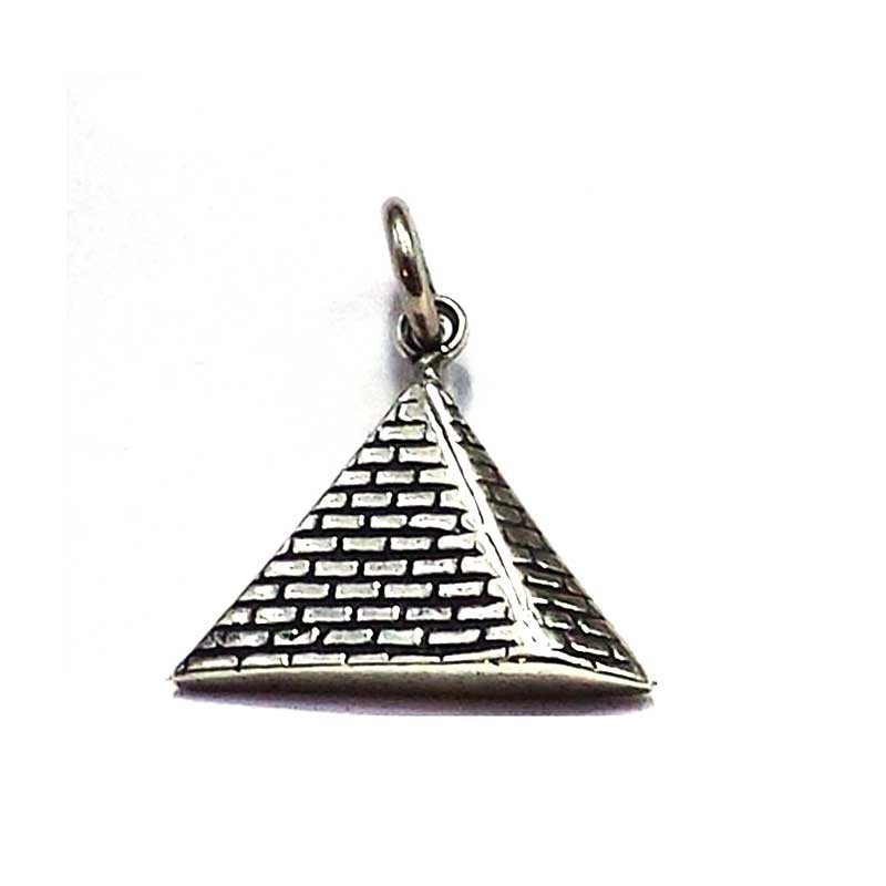 Pyramiden-Anhänger aus 925 Sterling Silber mit Ziegelmauer-Struktur und Antik-Finish.