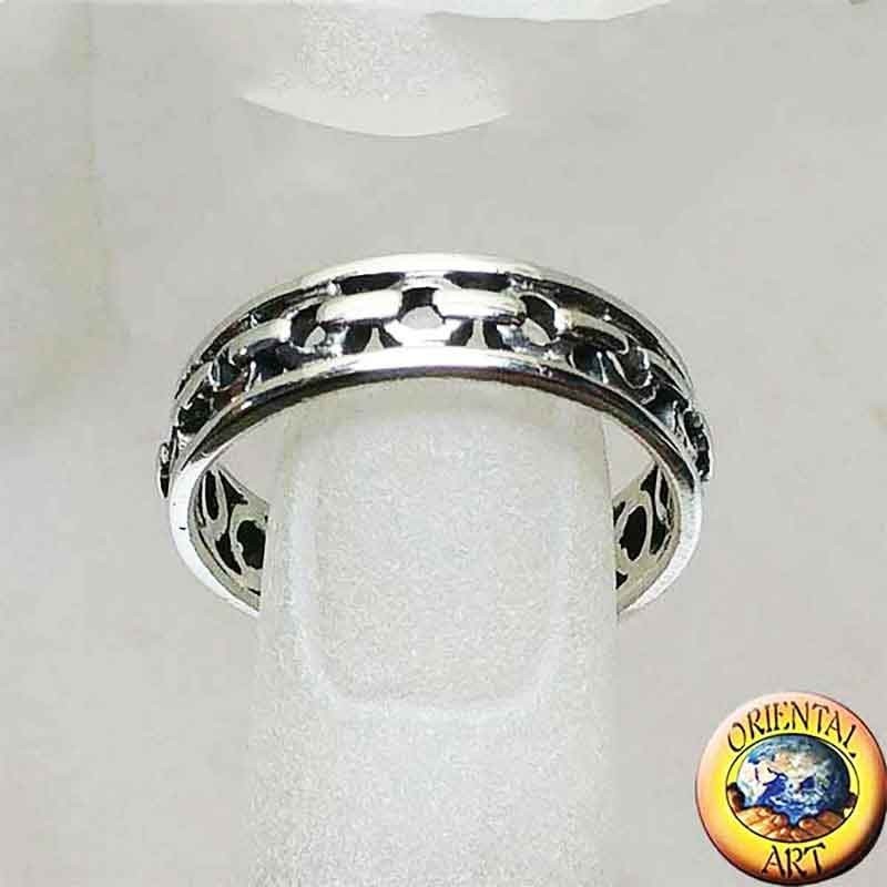 925 Sterling Silver Openwork Chain Band Ring | Oriental Art