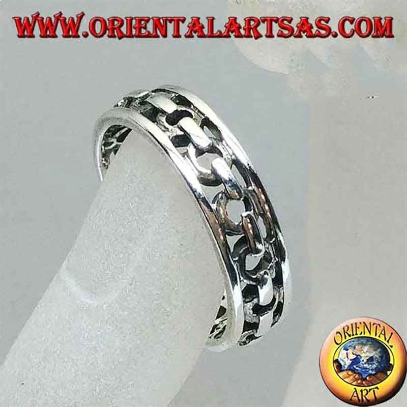 Anello Fascia Argento 925 Catena Traforata | Oriental Art