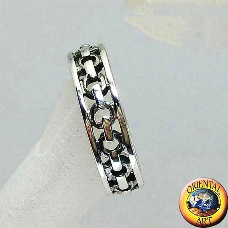 Anello Fascia Argento 925 Catena Traforata | Oriental Art