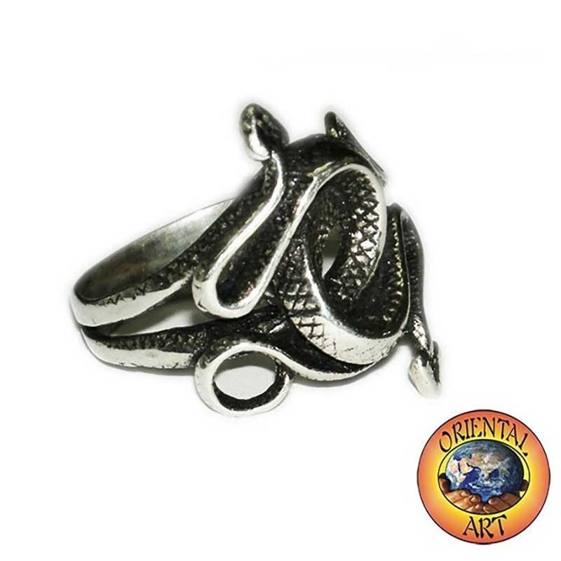 Anillo Dos Cobras Entrelazadas Plata 925 - Joyería Hombre Serpiente
