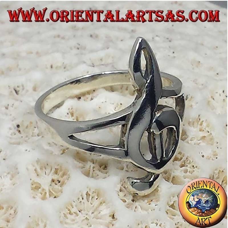 Großer Notenschlüssel Ring 925 Silber | Musikerschmuck