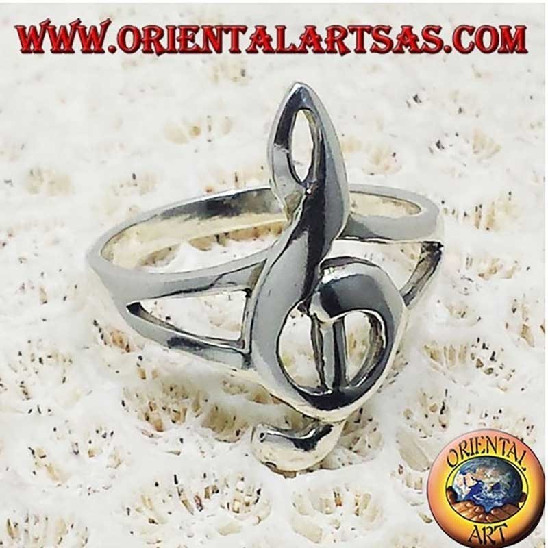 Großer Notenschlüssel Ring 925 Silber | Musikerschmuck