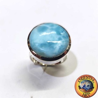 Runder Larimar Ring 925 Silber - Einzigartige Eleganz und Harmonie Oriental Art