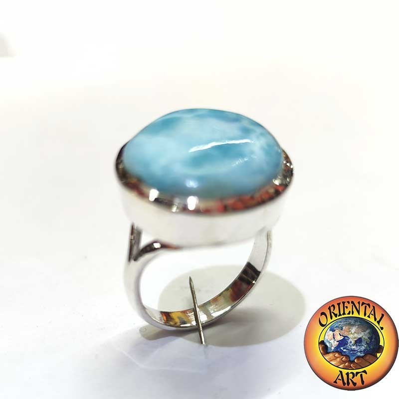 Anello Larimar Tondo Argento 925 - Pezzo Unico 20mm| Oriental Art