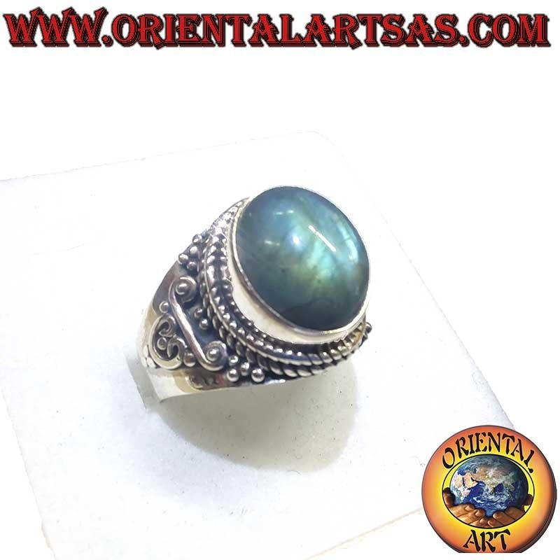 Anello Fascia Crescente Labradorite 11x9mm Argento 925 | Oriental Art
