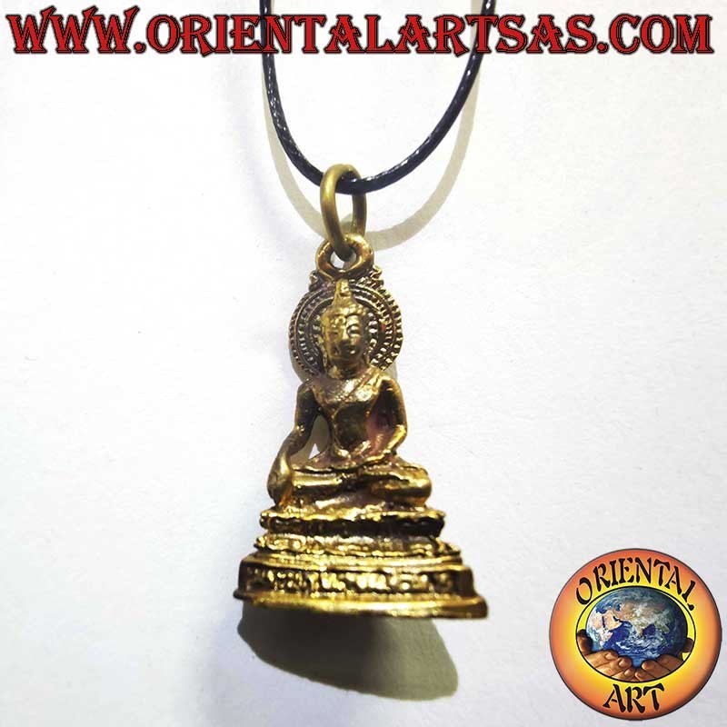 Ciondolo Buddha Bhumisparsha Mudra in Ottone con simbolo Unalome