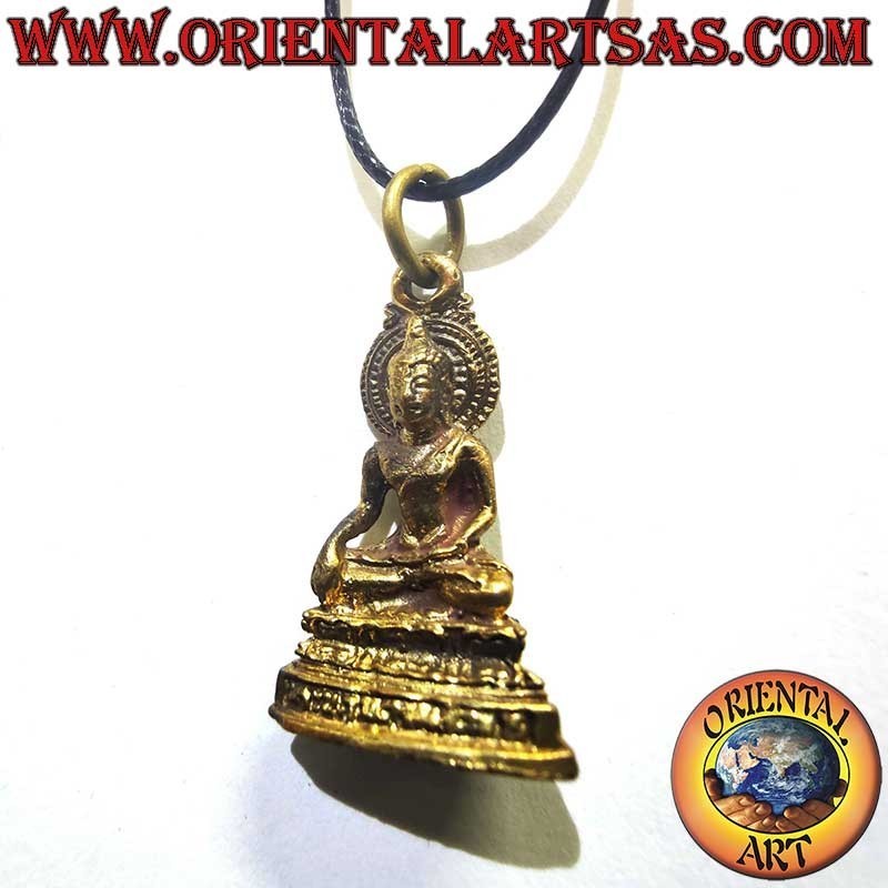 Brass Buddha Pendant Bhumisparsha Mudra with Unalome Symbol